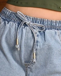 Short Plus Size Jeans Elastico Cintura