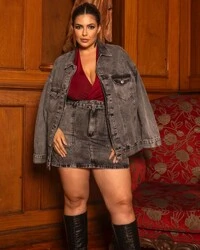 Jaqueta Jeans Plus Over Size