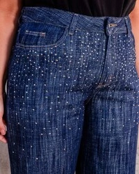 Calça Wide Leg Plus Size Brilhos Jeans