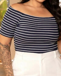 Blusa Plus Size Cigana Nautica Listrada