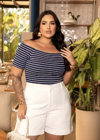 Blusa Plus Size Cigana Nautica Listrada