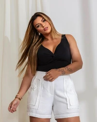 Blusa Plus Size Regata Busto Torcido