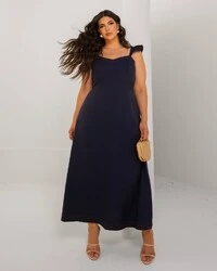 Vestido Midi Plus Size Pespontado
