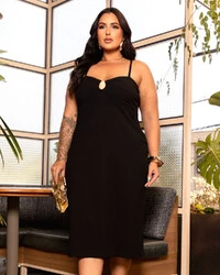 Vestido Plus Size Midi Canelado