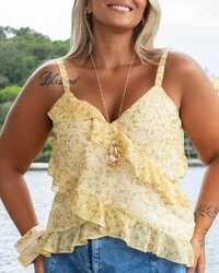 Blusa Alça Decote Transpassado Plus Size