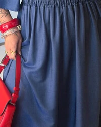 Vestido Plus Size Longo Com Elastex e Manga Tencel