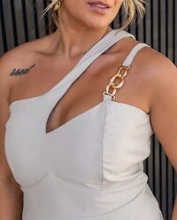 Vestido Midi Alça Corrente Plus Size