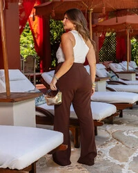Calça Plus Size Alfaiataria Pantalona Pala