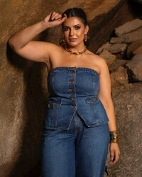 Corpete Plus Size Jeans Tomara que Caia