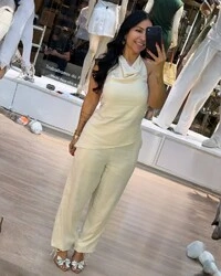 Conjunto Plus Size Blusa Assimétrica e Calça Aladim