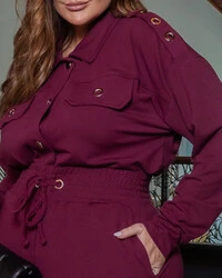Conjunto Plus Size Moletinho com Ilhos