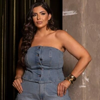 Corpete Tomara que Caia Jeans Botões