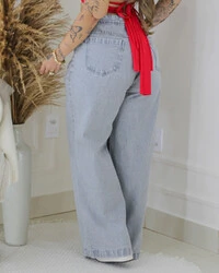Calça Plus Size Wide Leg Jeans com Brilhos