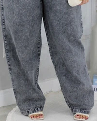 Calça Wide Leg Jeans Estonada Ballon