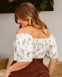 Blusa Plus Size Cigana Floral Viscolinho