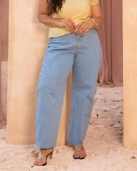 Calça Plus Size Jeans Barrel Clara