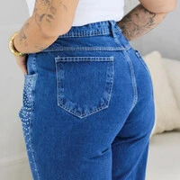 Calça WideLeg Jeans Plus Size Brilhos