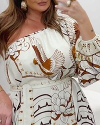 Vestido Longo Plus Size Manga Longa Nula