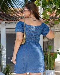 Vestido Curto Plus Size Jeans