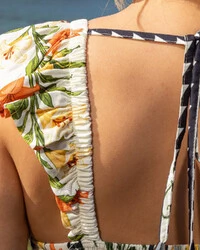 Vestido Plus Size Longo Estampado Alças Babados