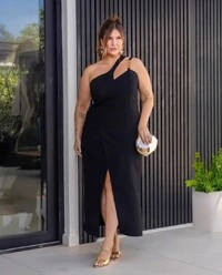 Vestido Midi Alça Corrente Plus Size