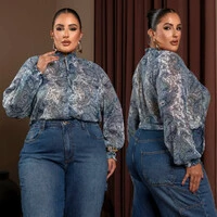 Blusa Plus Size Manga Longa Estampa Pasley