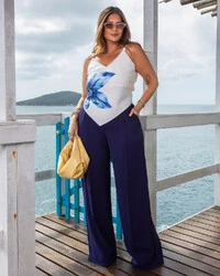 Blusa Lenço Plus Size Estampa Localizada