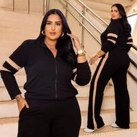 Conjunto Plus Size Jaqueta com Zíper Moletinho