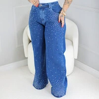 Calça WideLeg Jeans Plus Size Brilhos