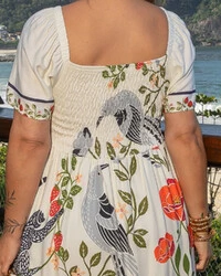 Vestido Plus Size Longo Cigana com Amarril Busto