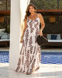 Vestido Plus Size Longo Busto Torcido | Maria Francia