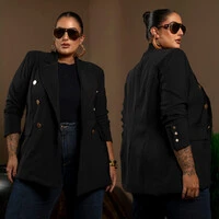 Blazer Alfaiataria Alongado Forrado Plus Size