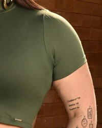 Tshirt Cropped Plus Size Poliamida Verde