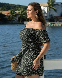 Vestido Curto Plus Size Ciganinha Amarril