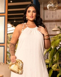 Vestido Plus Size Longo Linho | Tellos Store
