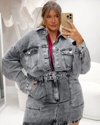 Jaqueta Jeans Plus Over Size