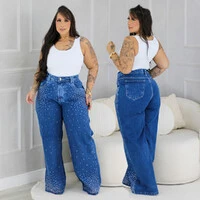 Calça WideLeg Jeans Plus Size Brilhos
