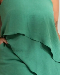 Conjunto Plus Size Short Saia e Blusa Assimetrica com Camadas
