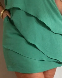 Conjunto Plus Size Short Saia e Blusa Assimetrica com Camadas