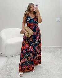 Vestido Longo Plus Size Elastex Alcinha Bromelia