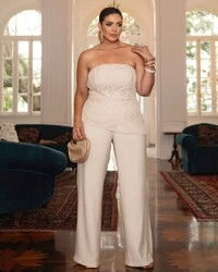 Conjunto Tomara que Caia e Pantalona Plus Size