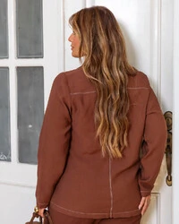 Blazer Plus Size Alongado Pesponto