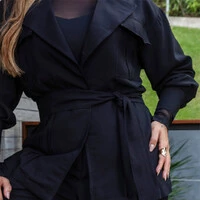 Conjunto Plus Size Calça Pantalona e Blazer Amarração