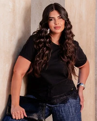 Tshirt Plus Size Renda Chantilly