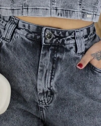 Calça Wide Leg Jeans Estonada Ballon