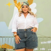Short Jeans Plus Size Bolso Frontal