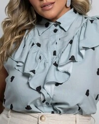 Camisa Plus Size Babados Coração