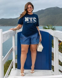 Short Jeans Plus Size Bolsos Frontais