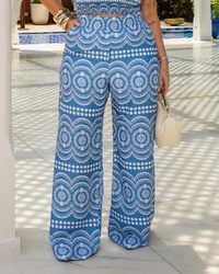 Calça Plus Size Pantalona Estampada | Maria Francia
