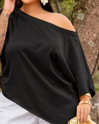 Blusa Plus Size Assimetrica Acetinada